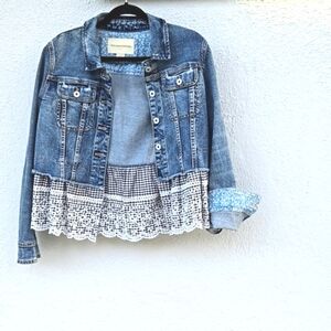 Pilcro And The Letterpress Eyelet Peplum Denim Jacket